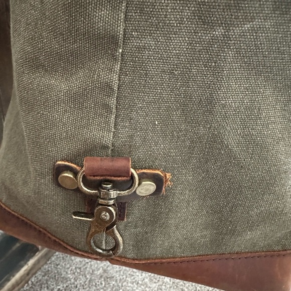 Szone Waxed Canvas & Leather Duffel Bag Weekender Travel Tote Crossbody - Picture 3 of 7